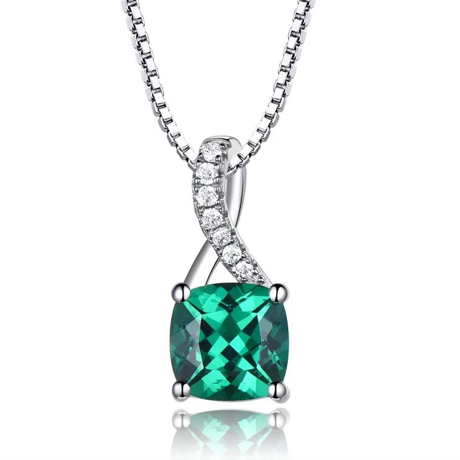 emerald UMCHO создан изумруд драгоценный камень подвески для женщин Твердые Подлинная 925 пробы серебряный пасьянс кулон ожерелье бренд ювелирные изделия - Цвет камня: emerald