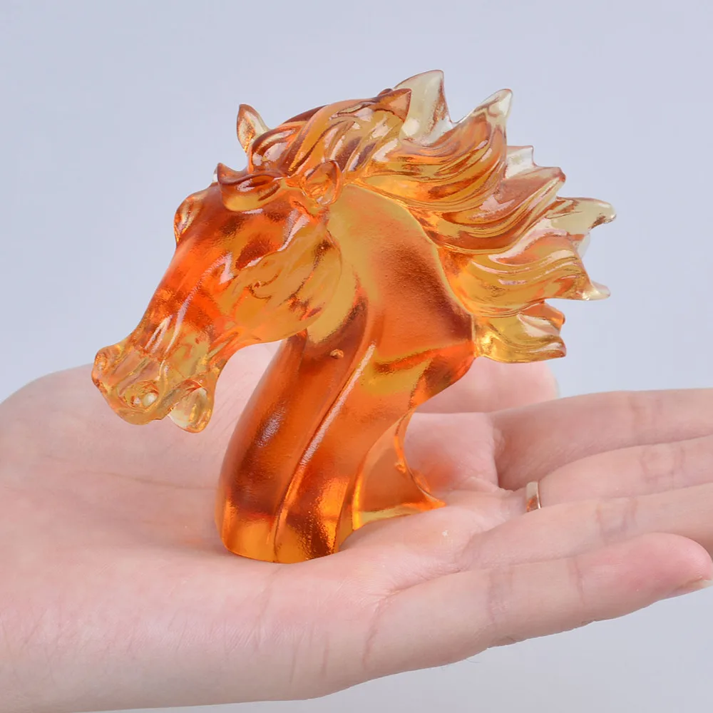 Китайская Янтарная голова лошади фэн шуй Liuli искусство и коллекционный подарок