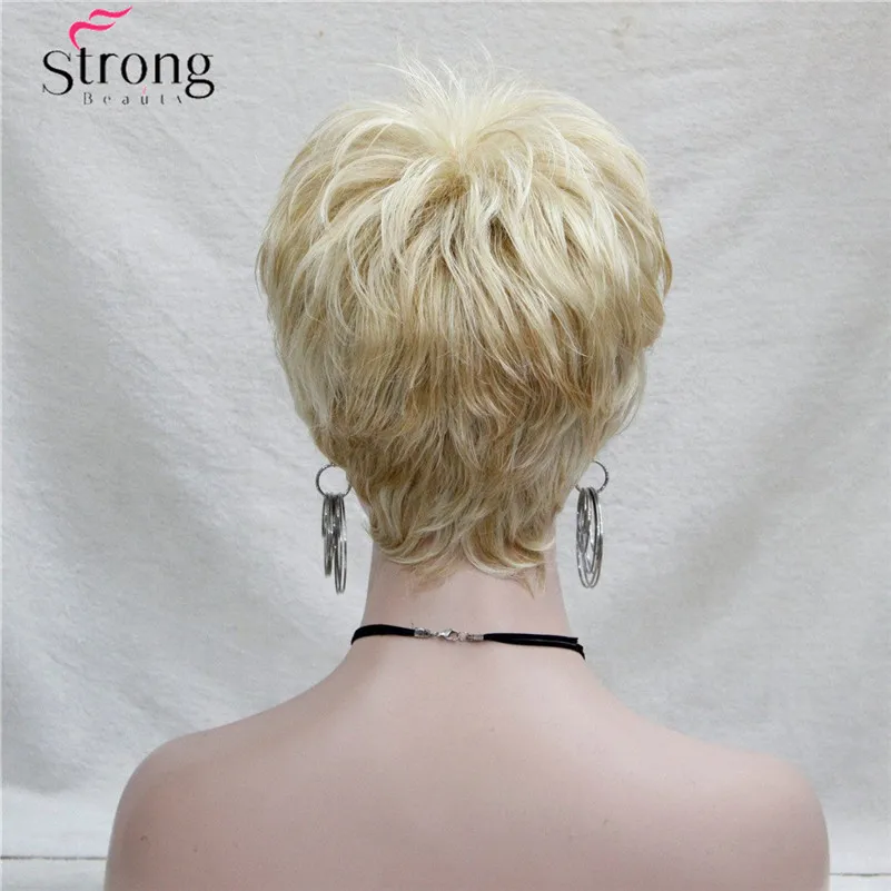 StrongBeauty короткий слоистый Серый Серебряный парик с классической крышкой полный синтетический парик - Цвет: 24H613