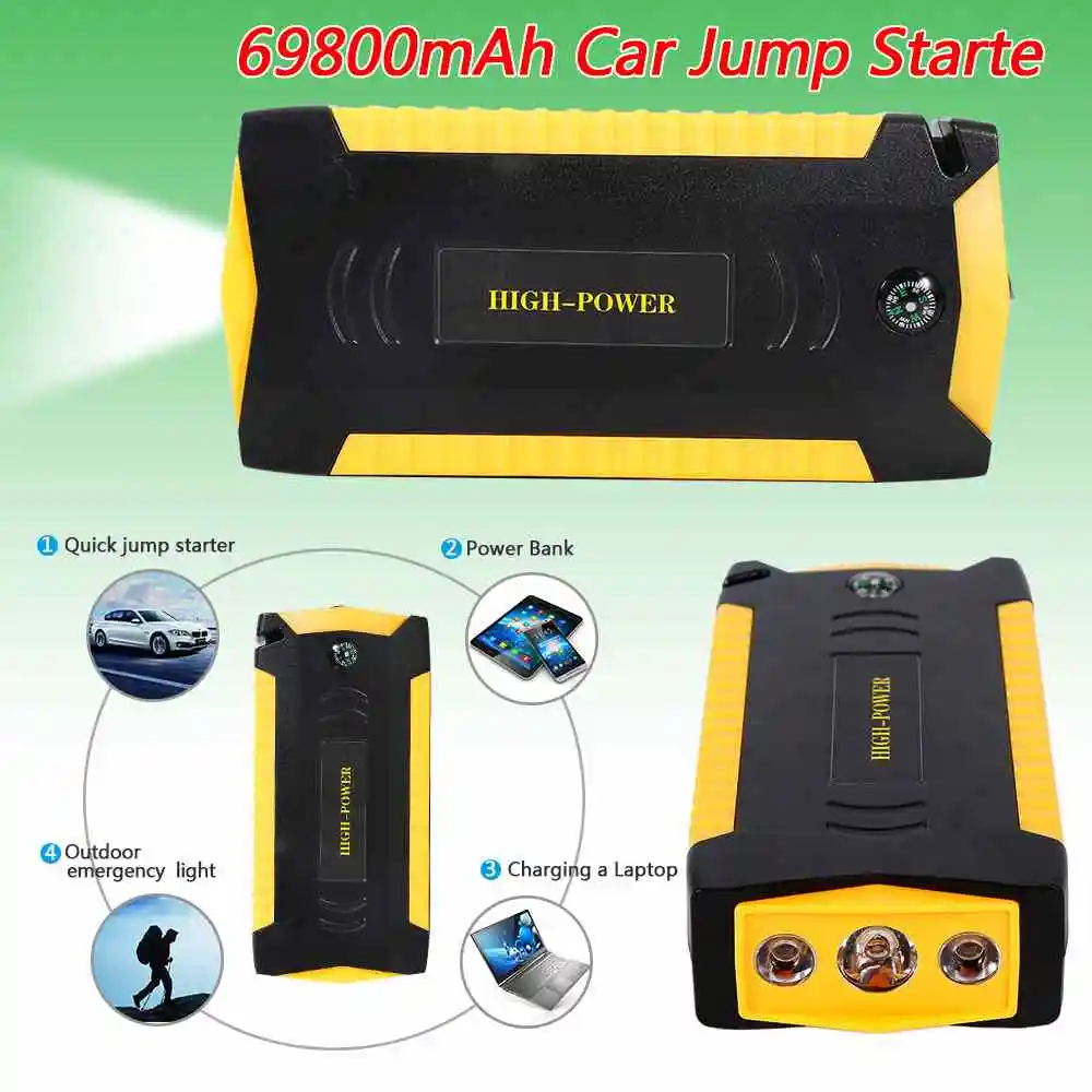 Новое поступление 4 USB 69800 мАч мощный автомобильный аккумулятор стартер аварийное зарядное устройство бустер Банк мощности