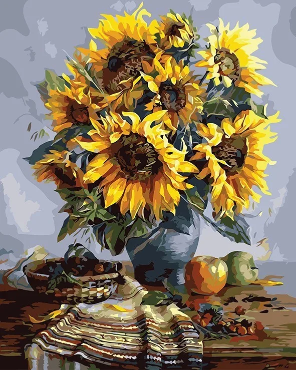 AZQSD Painting By Numbers Paint Sunflower Garden DIY Canvas Picture Hand Painted Oil Painting Flowers Home Decoration K468 - Цвет: SZYH-K165