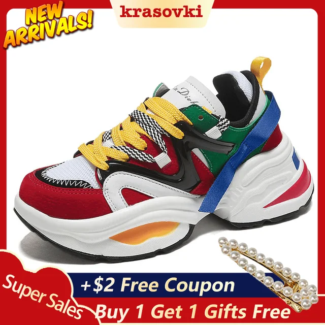 Krasovki/Женские повседневные кроссовки на платформе женская обувь плоской подошве