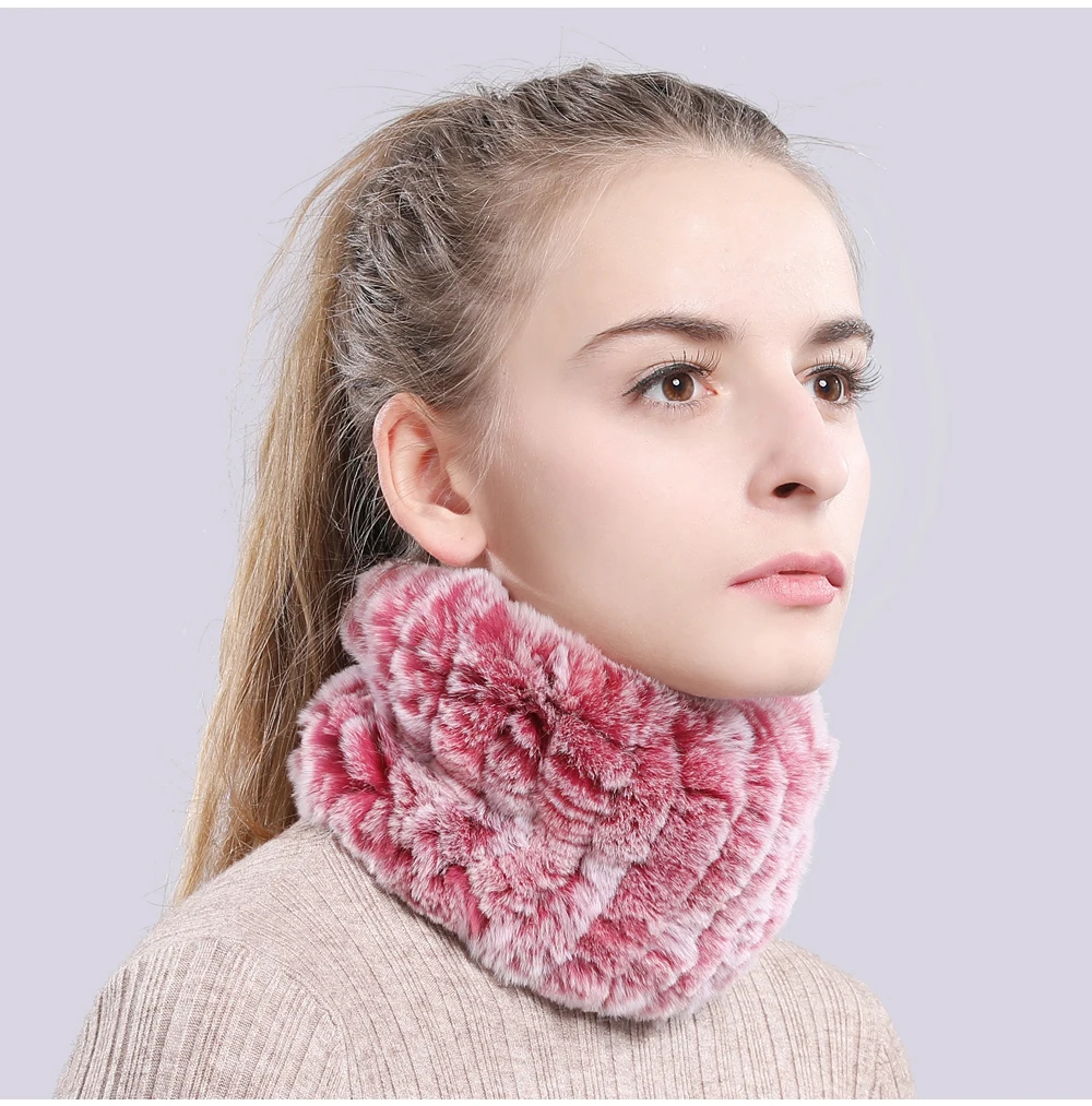 Прекрасный женский Настоящий мех кролика шарф ручной работы хороший эластичный Настоящий мех кролика оголовье Зимний Теплый Женский настоящий брелок с мехом шарфы