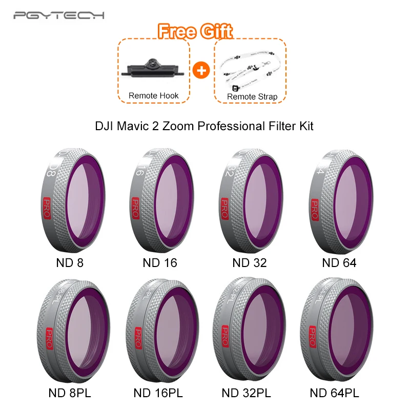 

PGYTECH Filter Kit For DJI MAVIC 2 Zoom Lens Filter ND8 ND16 ND32 ND64 PL Camera Filters kit for DJI MAVIC 2 Drone Accessories