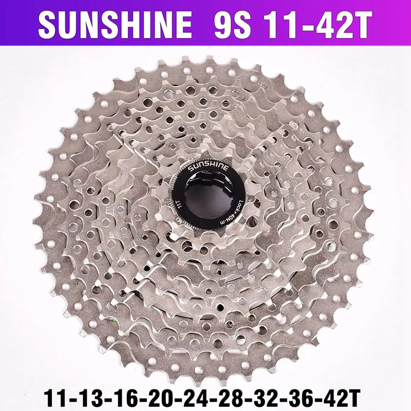 SUNSHINE MTB горный велосипед 9S кассета свободного хода 9 скоростей маховик шатун со звездами для велосипеда части с резьбой 11-32T36T40T42T50T - Цвет: 9S 11-42T