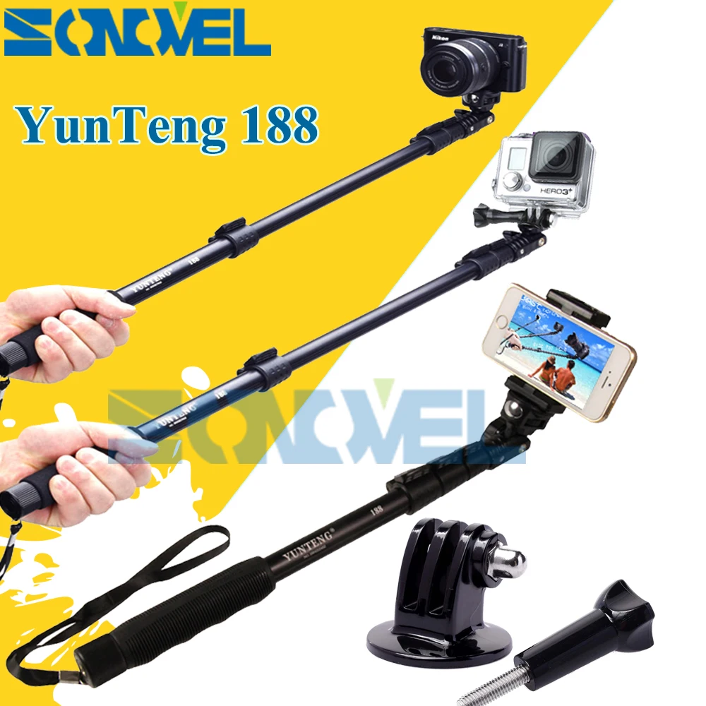Селфи палка Yunteng 188 выдвижной ручной монопод телескопическая для Xiaomi yi GoPro Hero 2 3 4