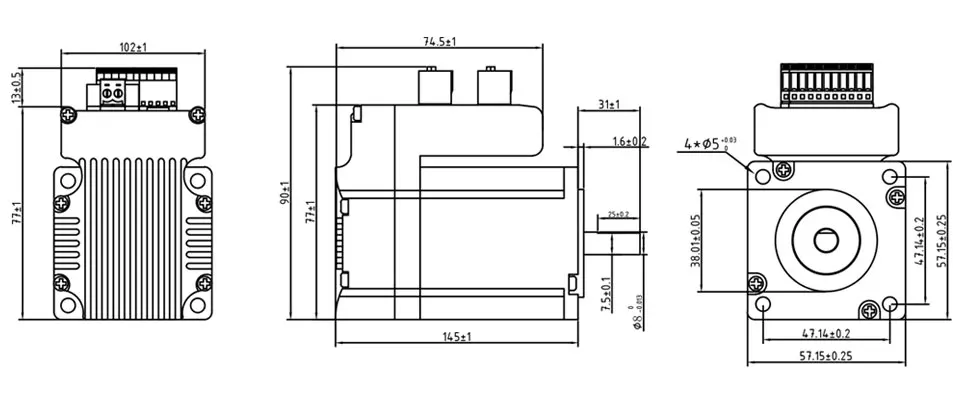 Nema23 интегрированный шаговый серводвигатель с драйвером 3Nm 5.0A 428Oz-in замкнутый контур шагового двигателя 57x112 мм D = 8 мм Серводвигатель шагового двигателя