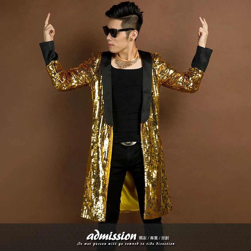 

2017 Theman paillette overcoat outerwear costume personalized dj male costumes The singer's clothing S-3XL