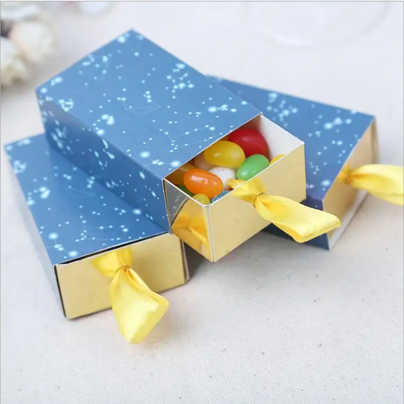 

By DHL 500Pcs Romantic sky theme wedding drawer box candy box favor box paper bag wedding gifts for guests wedding decoration