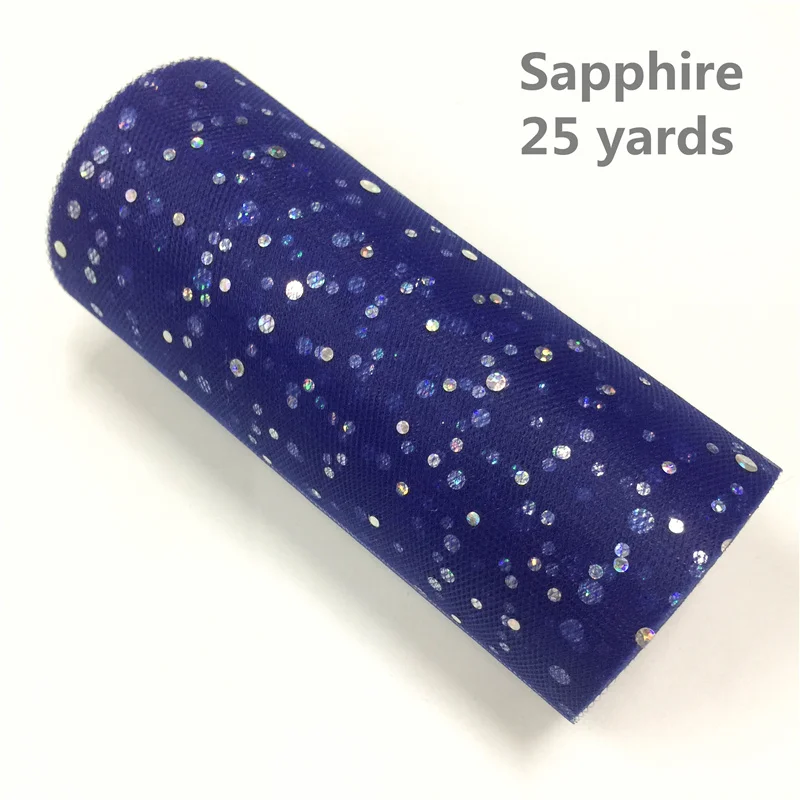 sapphire Лидер продаж, блестящая сетка, кружевная ткань, 15 см* 22 м, Блестящий тюль, рулон для юбки-пачки, сделай сам, свадебная отделка органзы, товары для дня рождения - Цвет: sapphire