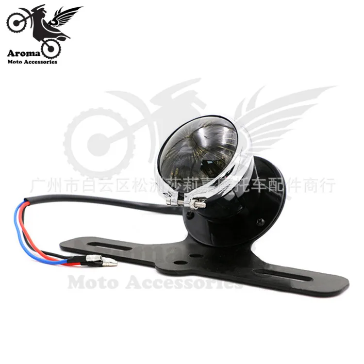 

top quality round retro LED motorcycle tail light for honda yamaha harley warning signal light moto brake light motorbike parts