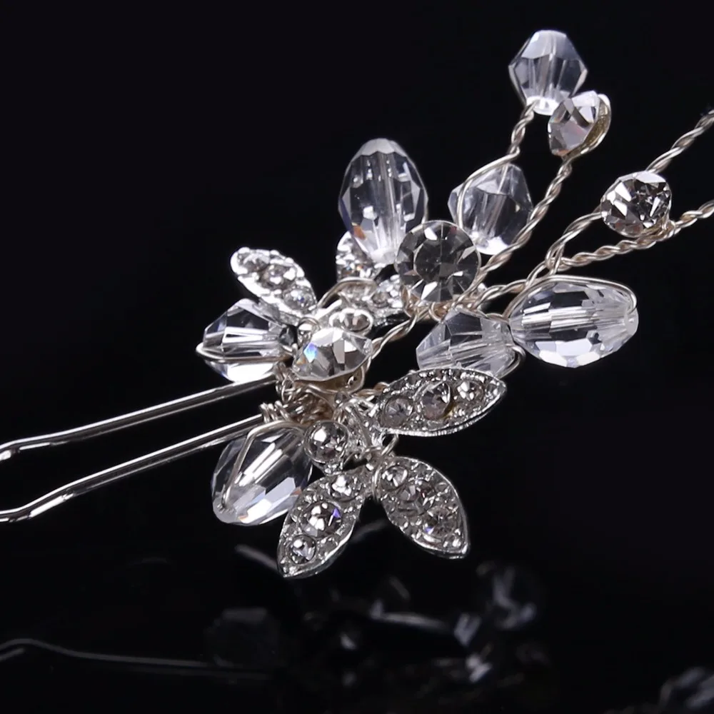 Свадебная шпилька для волос с кристаллами и цветочным рисунком| |