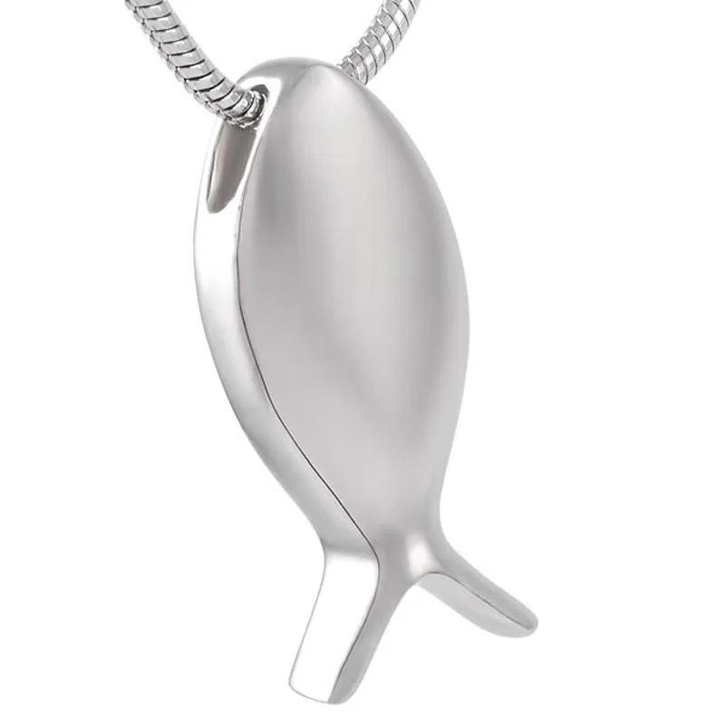 

IJD8395 Stainless Steel Fish Keepsake Necklace Cremation Pendant Ashes Urn Necklace Memorial Jewelry Gift