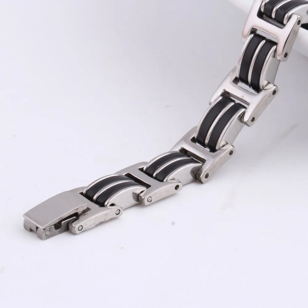 Мужской браслет из нержавеющей стали резиновый на запястье ювелирное