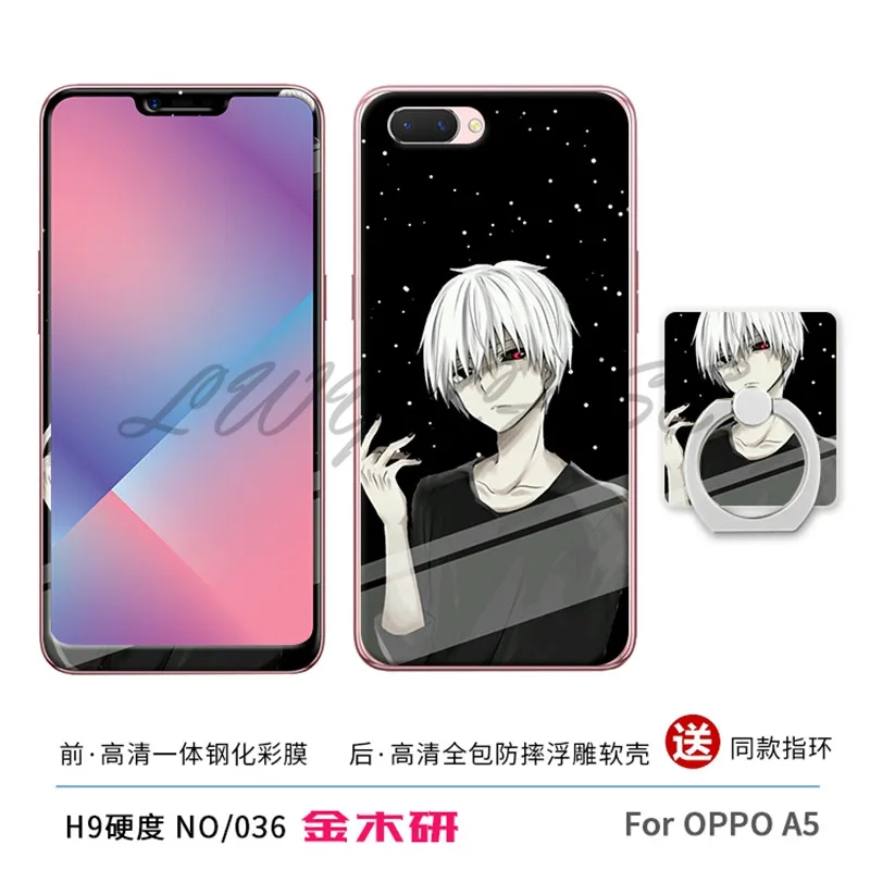 Прозрачный Для Oppo A3s/Oppo A5 закаленное Стекло+ мультфильм Эйфелева башня стежка мягкий чехол TPU - Цвет: Прозрачный