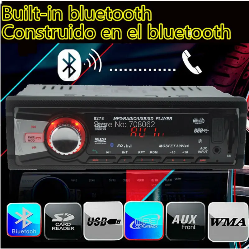 Автомагнитола с bluetooth 12 В стерео плеер Bluetooth для телефона MP3 FM USB 1 Din пульт