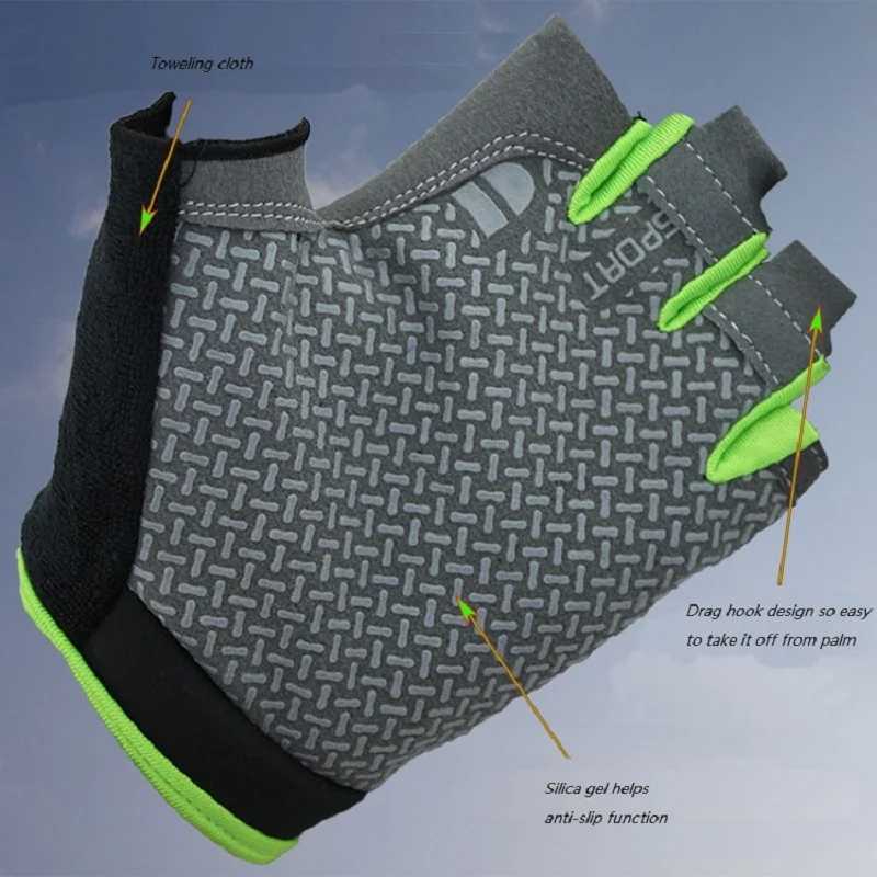 Women Men Half Finger Silica Gel Gym Fitness Body Building Weight Lifting Motorbike Gloves Elastic Cycling Sports |