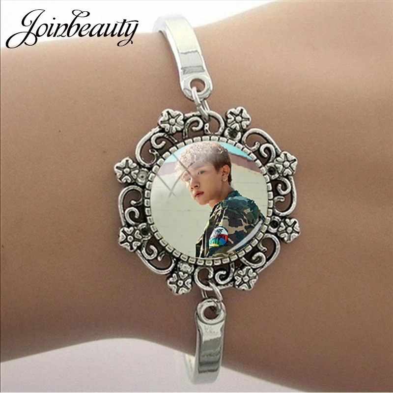 JOINBEAUTY K-pop Singer монста х членов кружевное платье с принтом браслет Стекло Круглый
