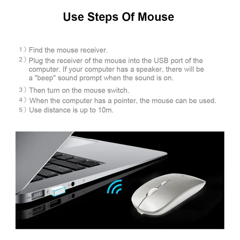 USB-мышь беспроводная аккумуляторная с поддержкой быстрой зарядки 1 шт. |