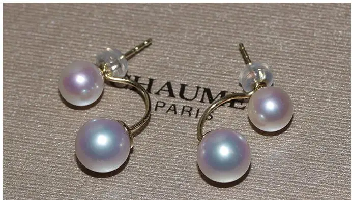 charming pair of south sea 5-10mm round white pearl earring 14 | Украшения и аксессуары