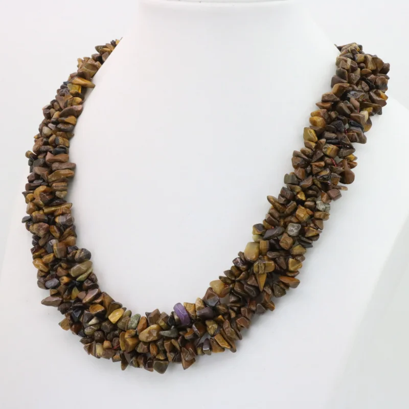 Нестандартный гравий тигровый камень/лазурит/зеленая авантюрин/оникс ожерелье 18