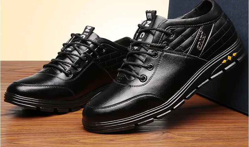 Men Casual Fashion Breathable Leather Height Increase Elevator Shoes Spring Lace Up 6CM Zapatos Hombre Sneakers Male |