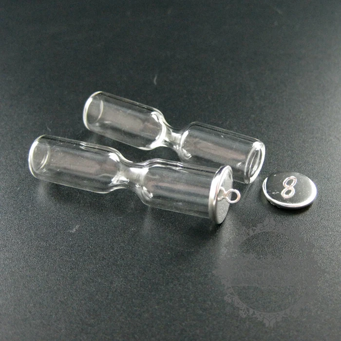 

12x50mm sandglass bottle 8mm mouth silver bail hourglass timer perfume vial pendant wish charm DIY supplies 1800217