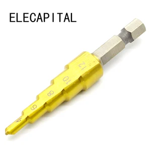 Профессиональное ступенчатое сверло из быстрорежущей стали для работ по дереву 4-12 мм