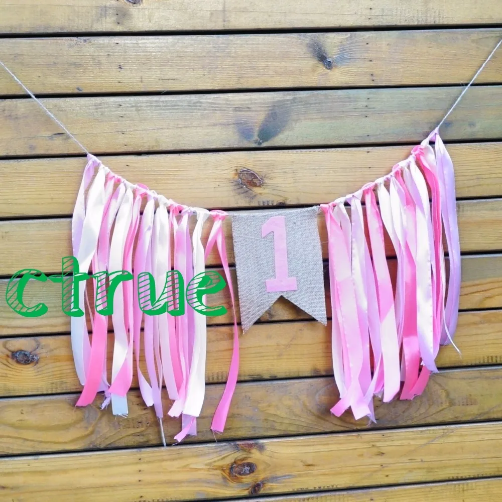 Для детского дня рождения 1st джутовая флажок из мешковины Декор-баннер детская