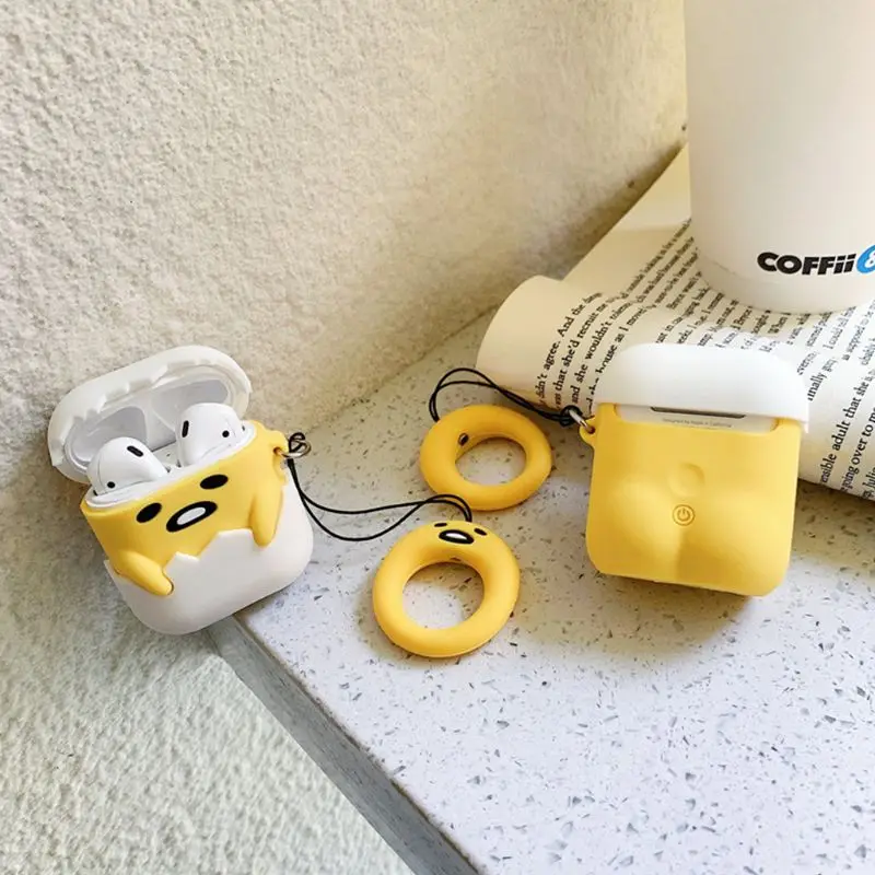 Мягкий силиконовый защитный чехол ударопрочный с ремешком для Airpods 1/2 зарядная