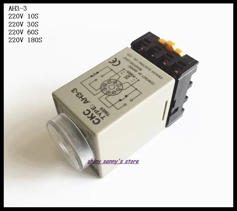 2 компл./лот AH3 3 AC220V 10S/30S/60S/180S реле времени включения/задержки питания 220VAC 8