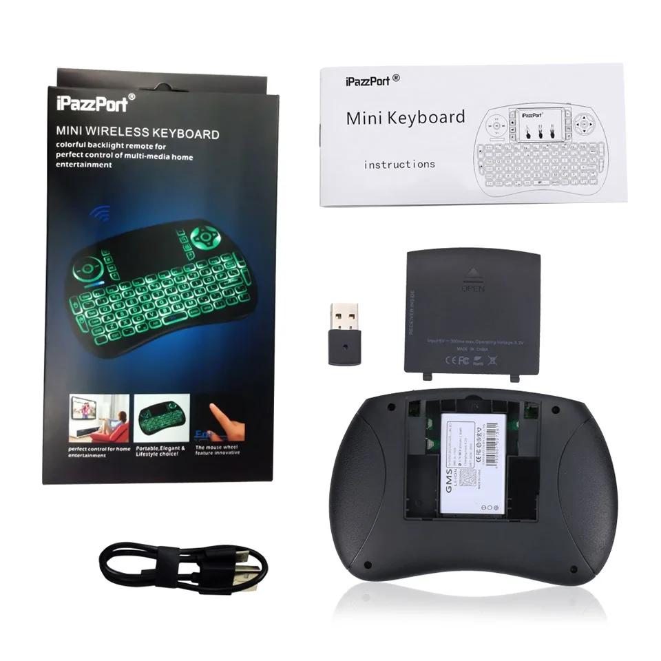 IPazzPort три цвета 2 4G мини беспроводная клавиатура мышь с тачпадом для Android TV Box Raspberry