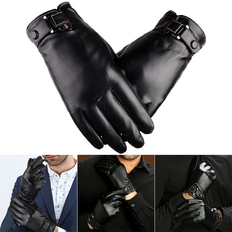 

1 Pair PU Leather Gloves Keep Warm Windproof Comfortable For Climbing Cycling Winter MC889