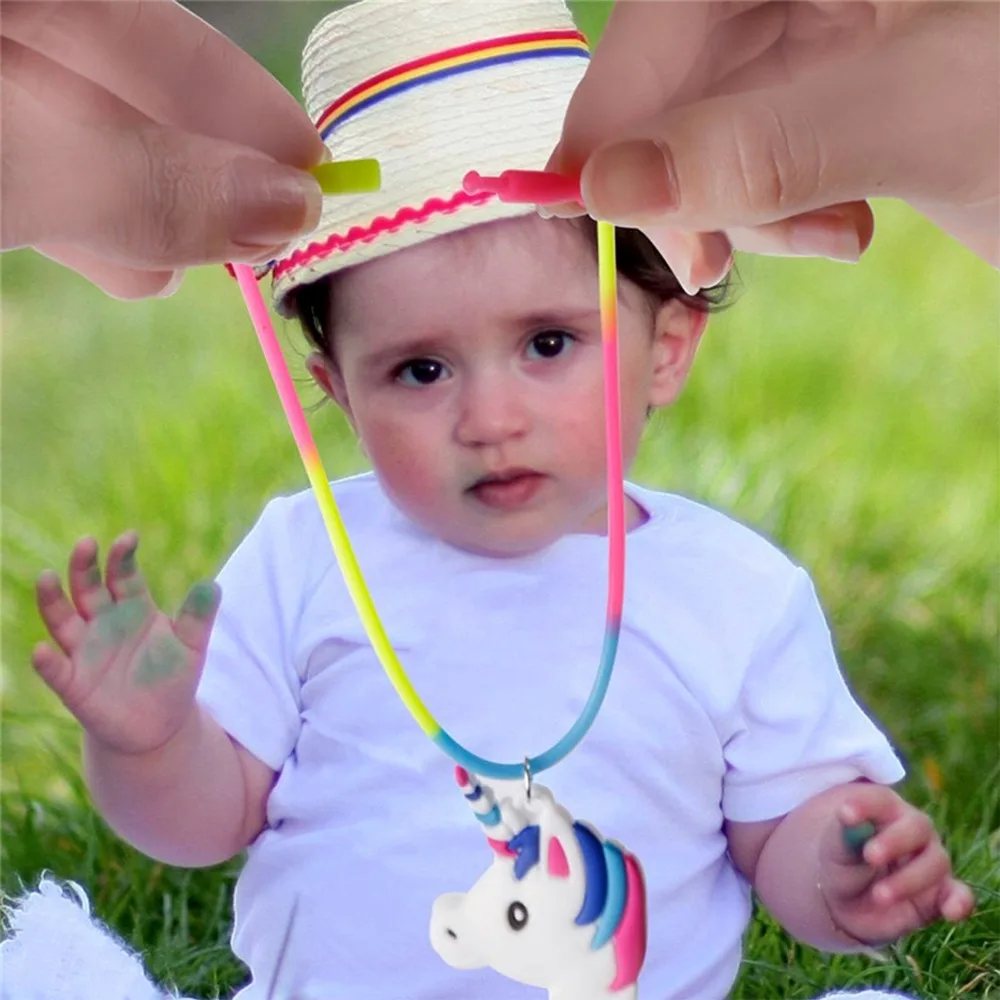 

1pc Rainbow Unicorn Pendant Necklaces Rubber Necklace Birthday Party Supply Children Chain Unicorn Jewelry Accessories