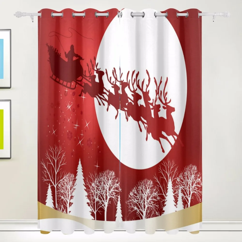 

New Christmas Theme Santa Claus With Elk Curtains For Living Room Blackout Curtains Window Treatments Kids Parlour Room Drapery