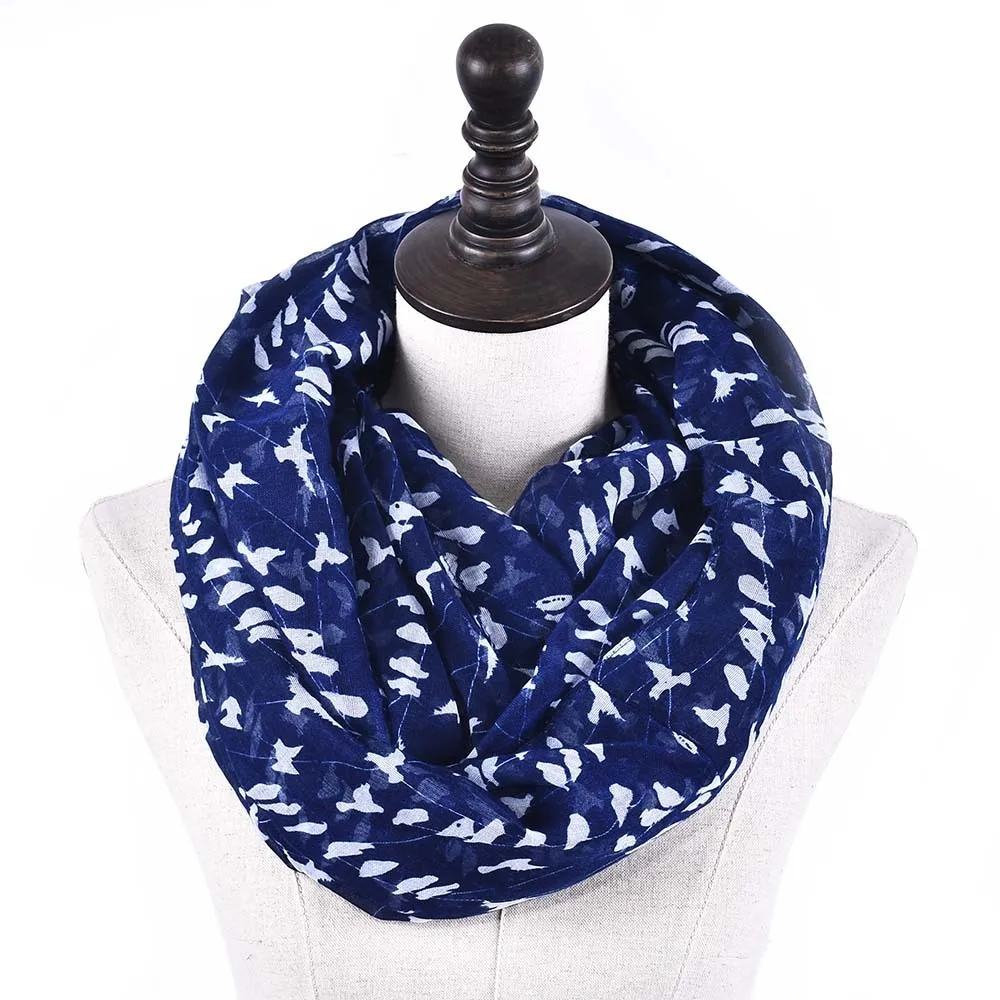 Шарфы для женщин легкий цветочный принт с птицами шаль головы обертывание кольцо