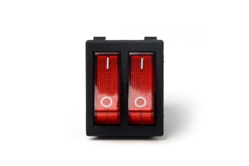 Kcd8 15A 250v AC двухполюсный gang кулисный переключатель 2 способ красный медные булавочные красный 220v лампы вкл/выкл переключатель с 6 шпильки
