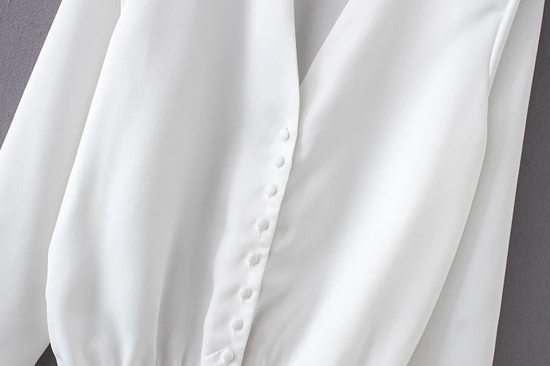 Женский однобортный комбидресс элегантный черный или белый комбинезон с v