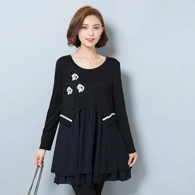 

Женское осеннее платье, модель 2017 года, женская одежда большого размера, модное черное хлопковое повседневное Свободное платье, женские вин...