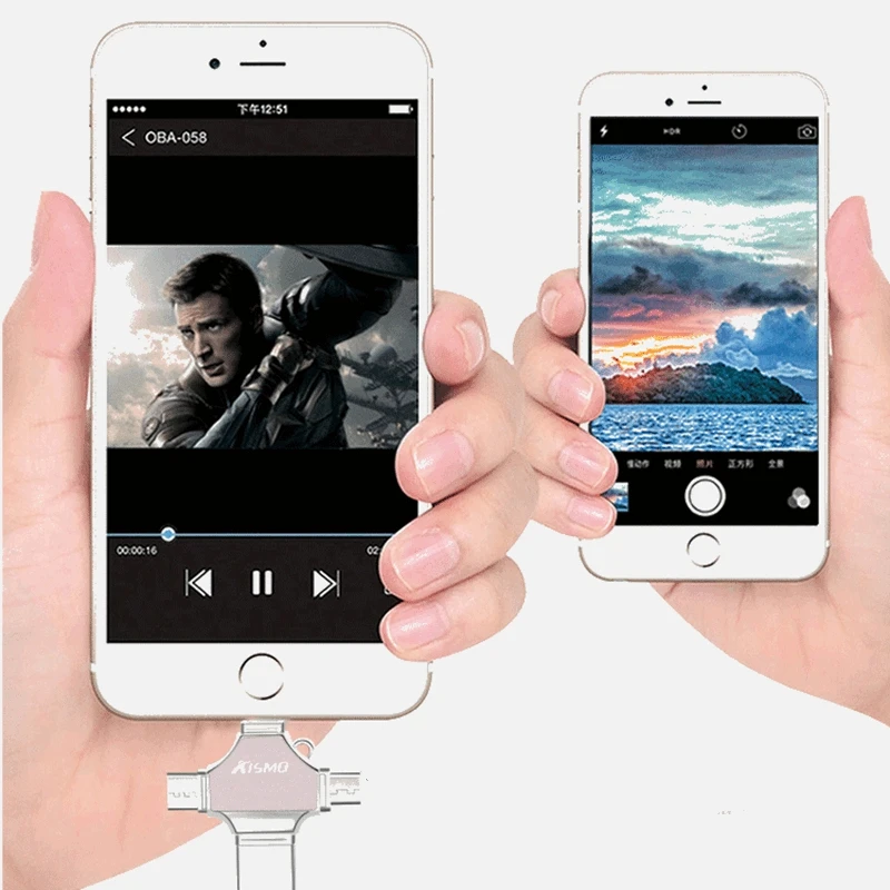 USB флеш накопитель OTG Kismo 4 в 1 16 ГБ 32 64 128 карта памяти Type C для Samsung S8 S9 S7 S6 Edge iphone X 8 7