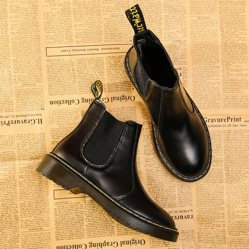 Botas Mujer; Ботинки martin на толстой подошве с буквенным принтом; botines; женские кожаные ботильоны; женские ботинки «Челси» из эластичной ткани; женская обувь