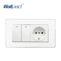 2 gang 2 way eu socket german standard wallpad luxury wall electric outlet acrylic panel 14686mm wall power outlet and switch