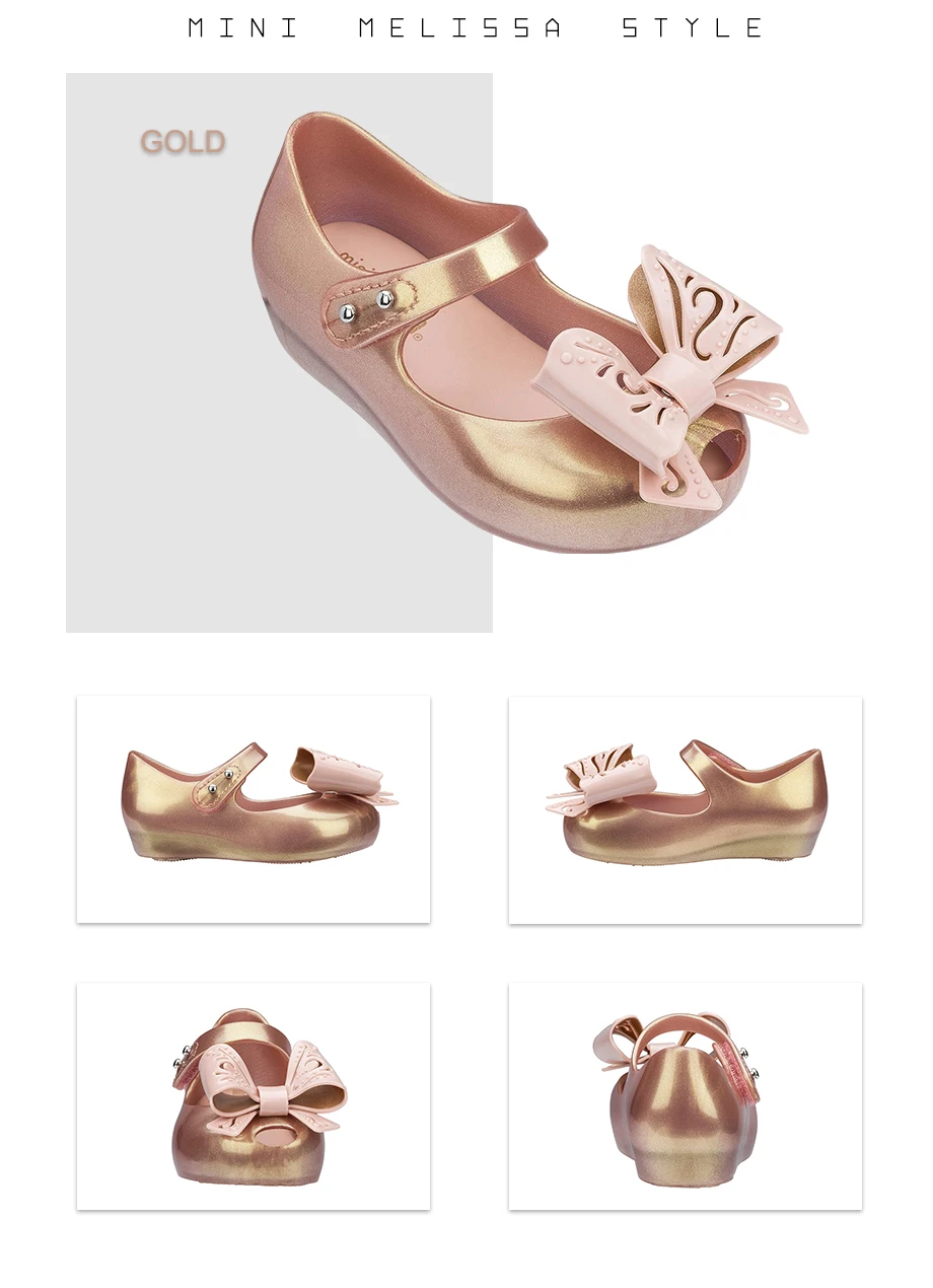 Mini Melissa Ultragirl IX оригинальные прозрачные сандалии для девочек детские сандалии с бантом детская пляжная обувь Нескользящая Мелисса для малышей