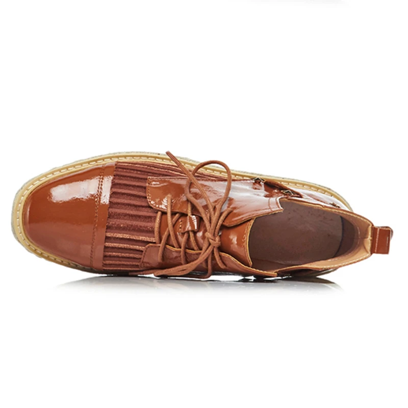 SARAIRIS 2019 New Arrival Genuine Leather Flats shoes lace Mixed Color Flat Platform Comfortable Shoes Woman 2 Colors | Обувь