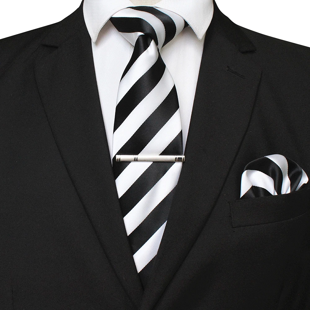 Модный классический мужской галстук красная полоса шелк 8 см жаккардовый карман