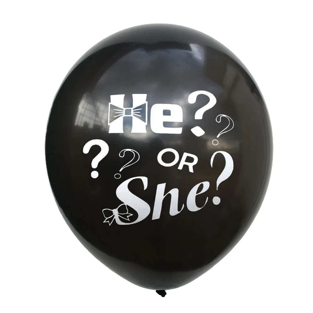 10pcs 12inch He Or She Black Latex Balloons Gender Reveal Baby Shower Decorations Boy Girl Birthday Party Supplies | Дом и сад