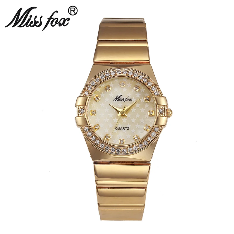 MISSFOX золотые часы модный бренд со стразами женские наручные Xfcs Grils Superstar original