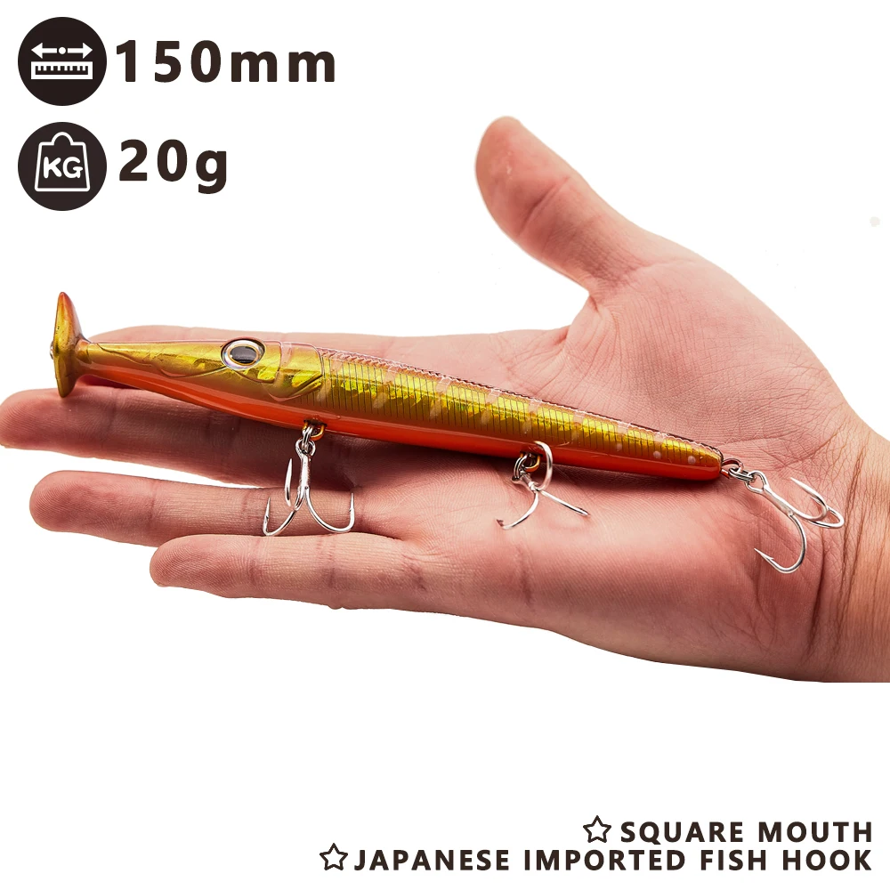 Hunthouse новые Поппер приманки 150 мм 20 г Garfish длинные литые карандаши Плавающие для