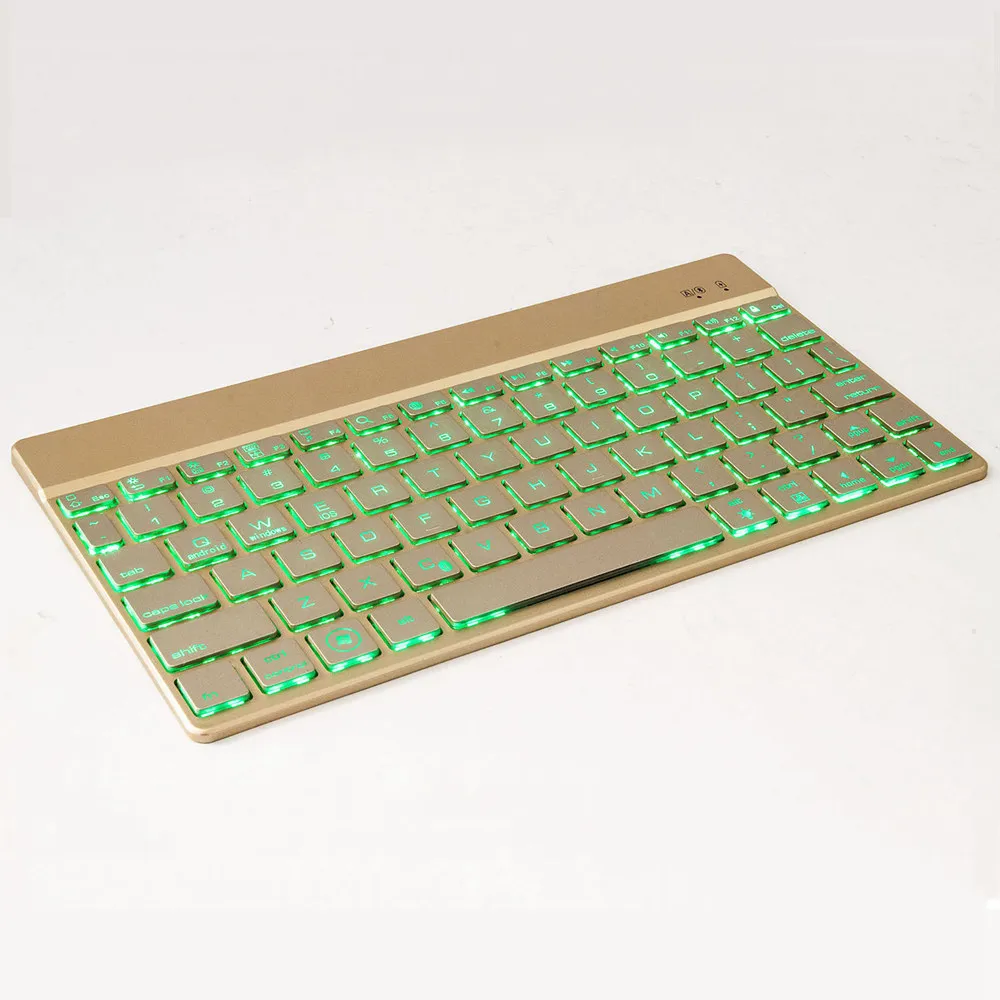 Тонкая портативная беспроводная алюминиевая Bluetooth-клавиатура со светодиодной