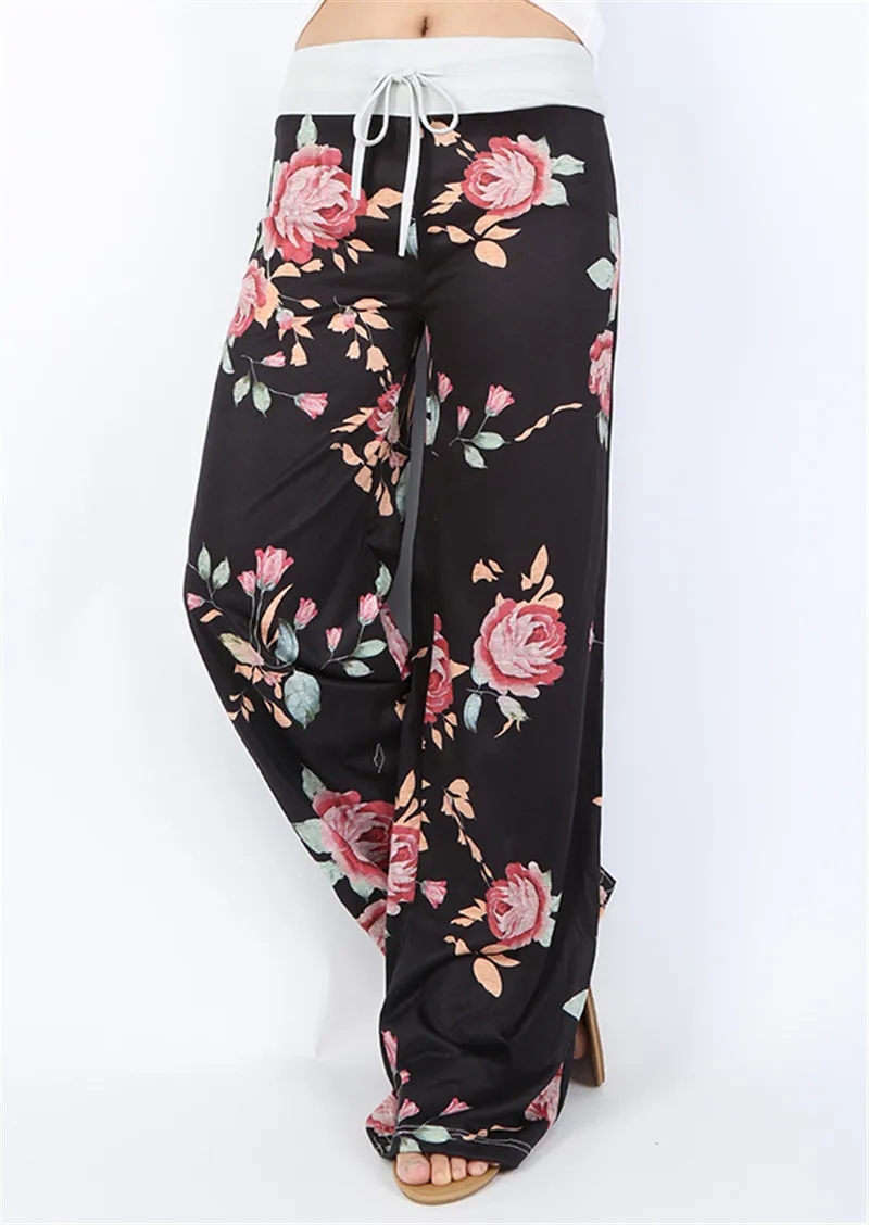 

wide leg pants women casual loose trousers cotton 2019 fashion print womens clothing black pant harajuku streetwear clothes